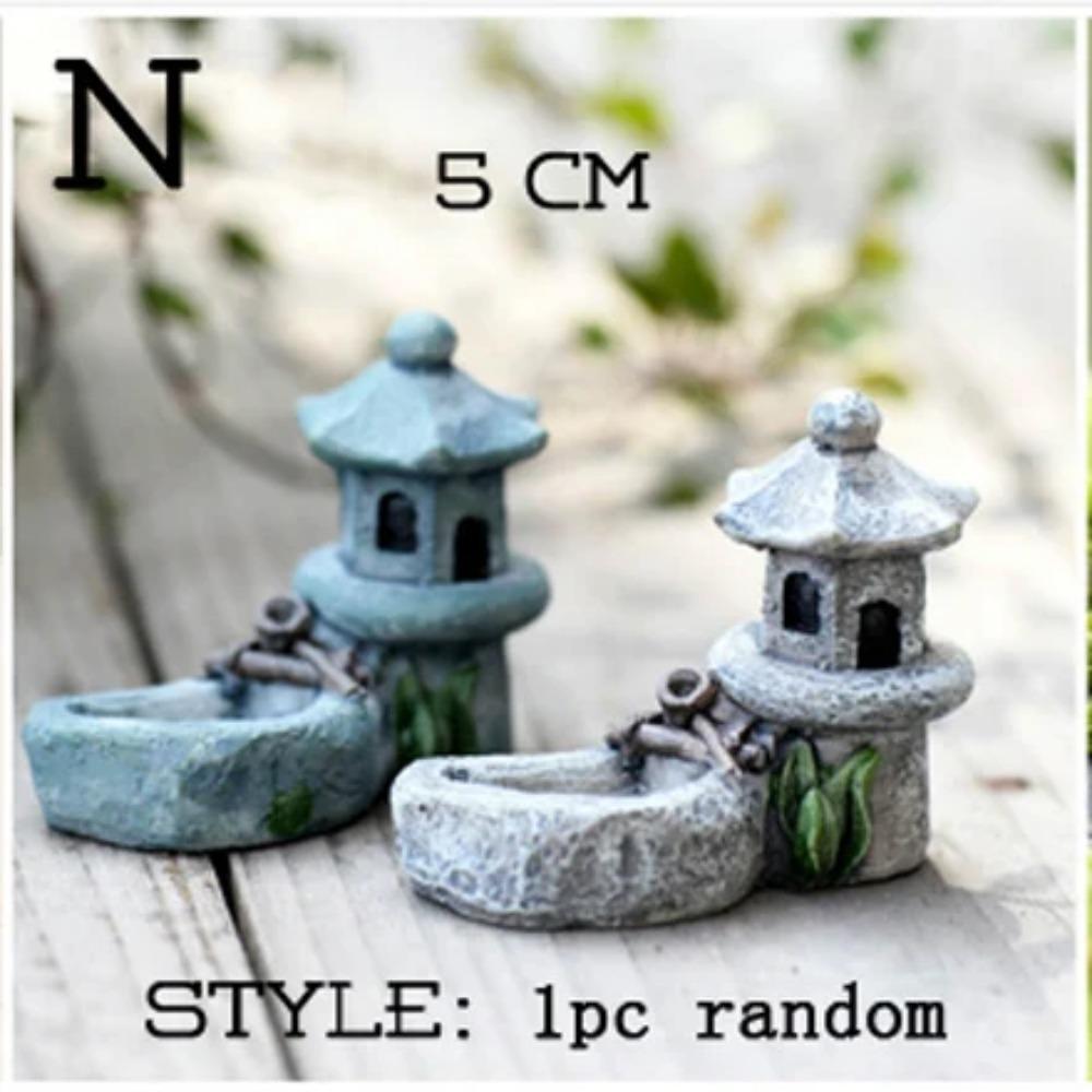 Vintage Decorative Figurines Mini House Water Fountains Flowerpot Fairy Garden Miniatures/Terrarium Pet Home Decor Ornaments DIY