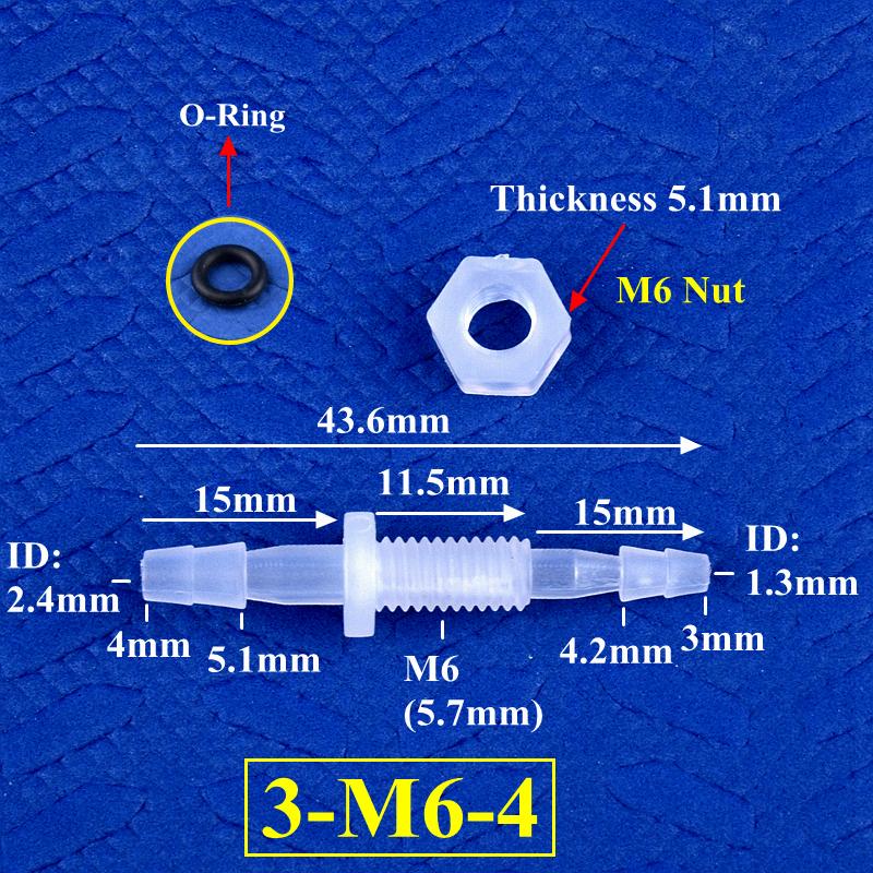 M6-M16 To 3-12mm Direct Connectors With Hex Nut  O-Ring Aquarium Tank Air Pump Adapter Garden Irrigation PP Pagoda Hose Joint