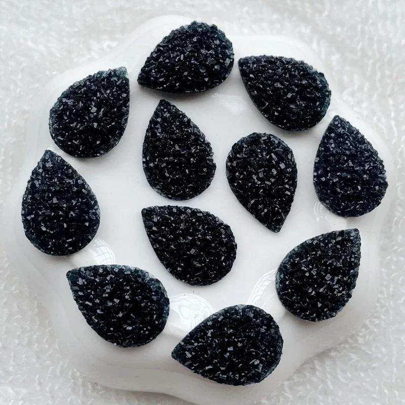 20 шт. 11,5*17 мм Кабошоны из смолы со стразами в стиле натуральной руды с плоской задней стороной для аксессуаров для браслетов и серег -HA77