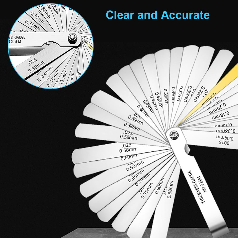 Набор щупов из 32 штук, портативный, прочный, различные спецификации, дугообразный щуп из нержавеющей стали, щуп для зазоров, дальномер