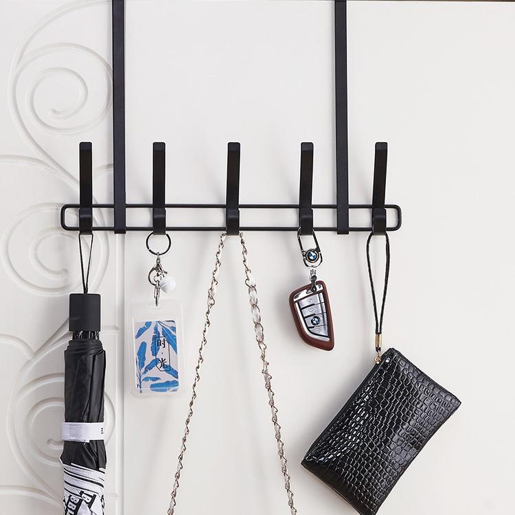 Home No Installation Metal 5 Hook Door Hanging Hooks for Bedrooms & Bathrooms Towels Clothes Hats Organizer Wallet Storage Shelf