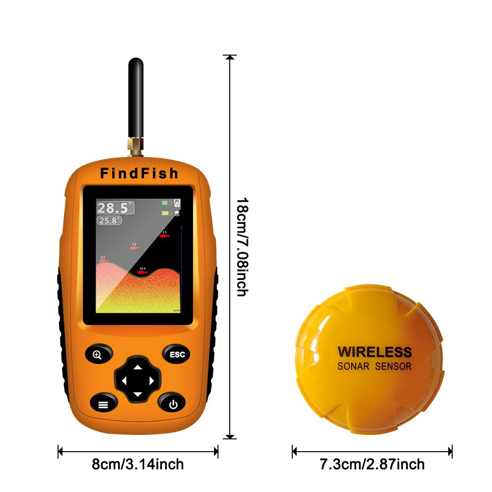 Умный портативный эхолот с проводным датчиком, комплект для эхолота для каяка, портативный эхолот с ЖК-дисплеем для каяка, лодки, подледной рыбалки