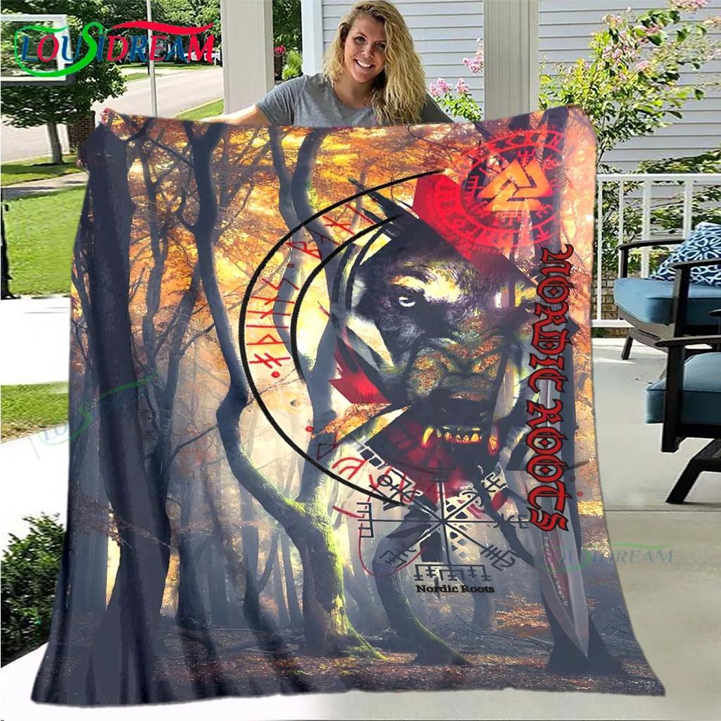 Nordic Viking Mythology Soft Blanket Sports Living Room Bedroom Sofa Bed Blanket Birthday Gift Travel Office Lunch Break Blanket