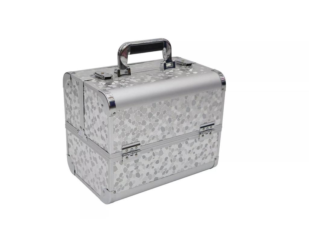 Алюминиевый ящик для косметики и инструментов для дизайна ногтей, татуировок и наращивания ресниц - двойной, открытый, студенческий ящик для хранения
