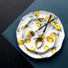 Lemon Pattern Ceramic Dinner Plate Irregular Salad Platter Steak Food Plate Dessert Cake Sushi Tray Kitchen Tableware