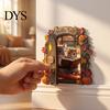 Fall Home Decor Accents Elf Wooden Door Halloween Decor, 2D Fairy Mouse Miniature Wall Rustic Autumn Shelf Hanging, Ornament for Home, Thanksgiving