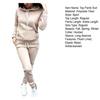 2 Pcs/Set Women Hoodie Pants Suit Solid Color Plush Long Sleeves Thick