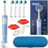 Electric Toothbrush - Oral-B - Vitality Pro D103 Blue - 4 Brush Heads - Travel Case - Smart Timer