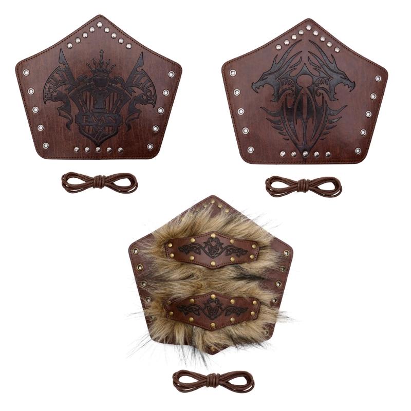 Кожаные наручи для взрослых, кожаные браслеты на предплечья, кожаные наручи-перчатки, браслеты на запястья, средневековые браслеты с пряжками для Хэллоуина, косплея, вечеринки