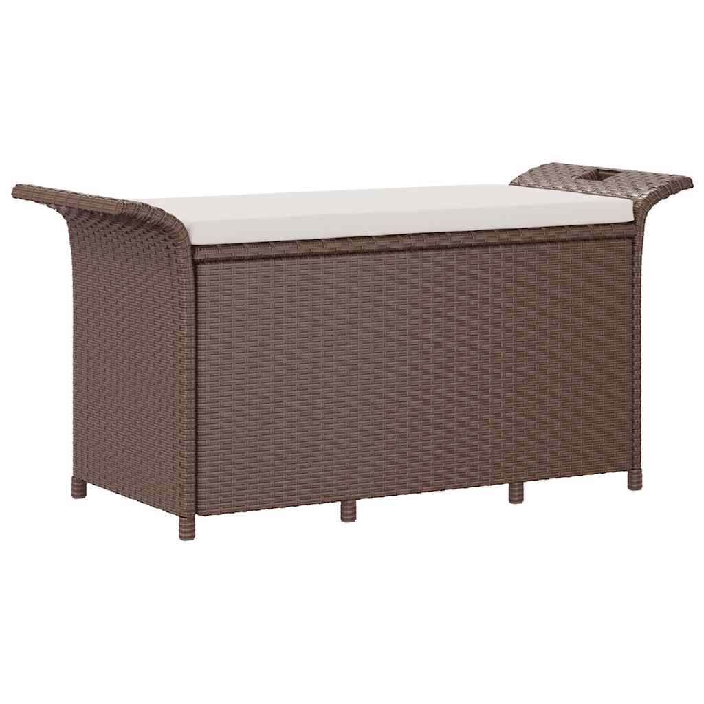 Vidaxl Ławka Ogrodowa Z Poduszką, Brązowa, 116X46X57 Cm, Polirattan