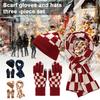 3 Pcs/Set Unisex Winter Beanie Scarf Gloves Set Thickened Warm Cap Check Print