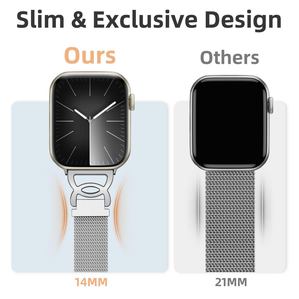 Ремешок для Apple Watch Series 10 9 8 7 SE 6 5 4 3 2 1 42мм 41мм 40мм 38мм Миланская петля Магнитная застежка Металлический ремешок из нержавеющей стали