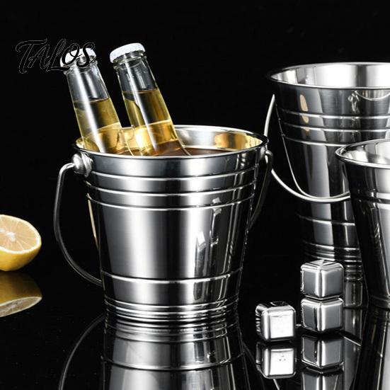 Stainless Steel Ice Bucket, with Handle Portable Beverage Tub, Mirror Polished Durable Ice Tub, for Bars Parties KTV Beverage Cooler