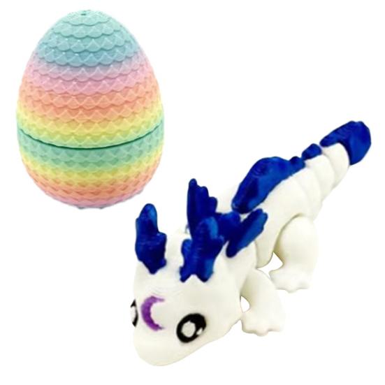 3D Printed Dragon Egg Colorful Egg with Dragon Inside Articulated Dragon Figurine Flexible Fidget Toy for Kids Easter Basket Stuffers