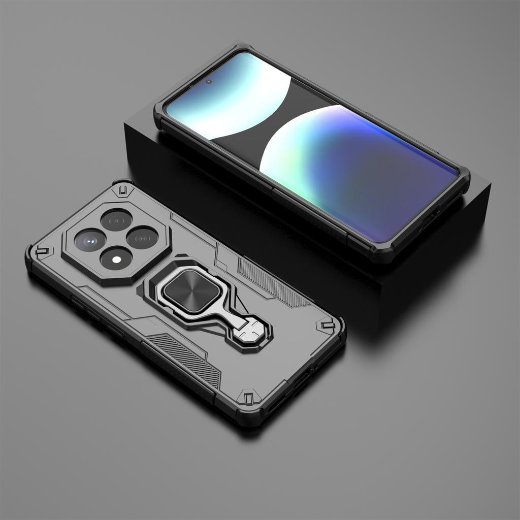 For Xiaomi Redmi Note 14 Pro+ 5G Case Rotatable Ring Kickstand PC+TPU Shockproof Phone Cover