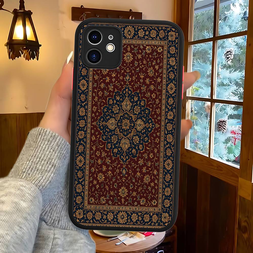 Чехол для телефона с цветочным узором в стиле персидского ковра для IPhone 15 14 13 12 11 Pro Max X XS MAX Plus, матовый, мягкая задняя крышка