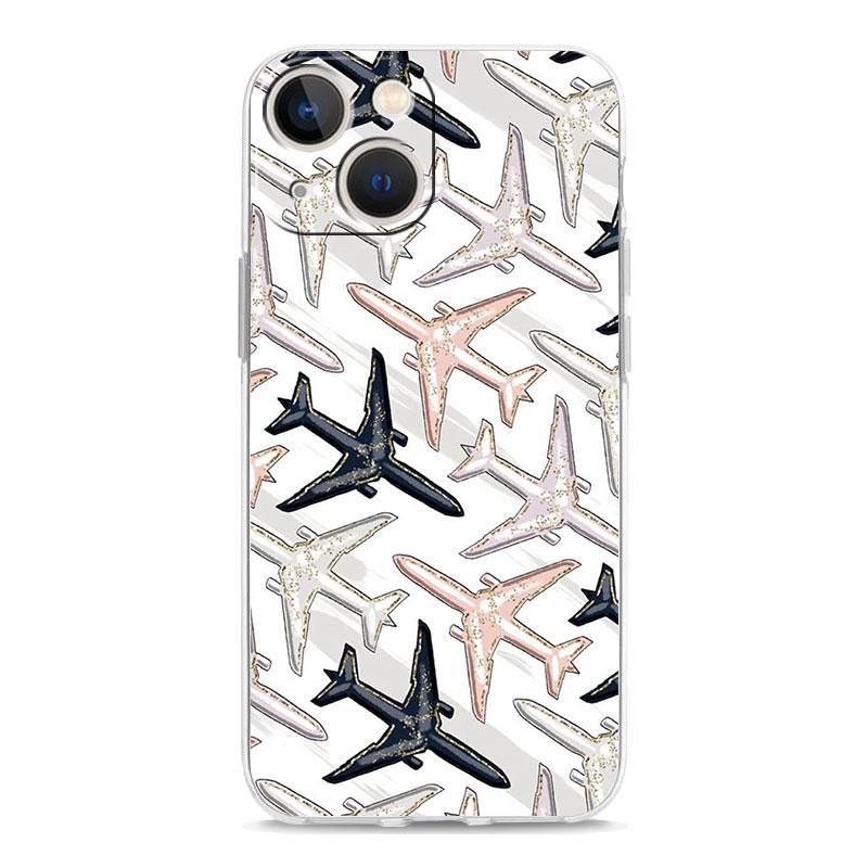 Чехол для телефона iPhone 17 Air Cases iPhone 16 15 12 13 14 Pro Max SE 7 8 Plus iPhone11 Прозрачный Мягкий Чехол С рисунком самолета