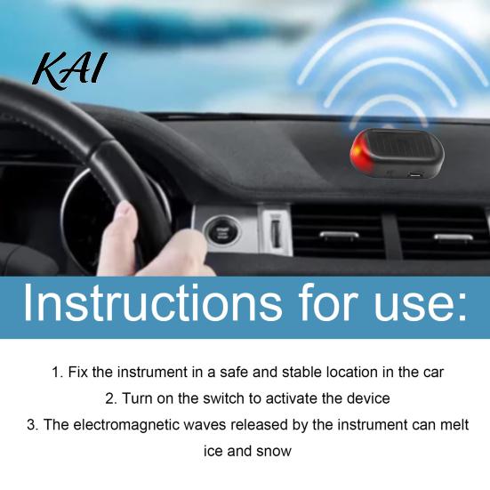 Car Console Decoration Portable Solar Windshield De-Icer with USB Output, Electromagnetic Molecular Anti-Freeze Interference Snow Remover Protector