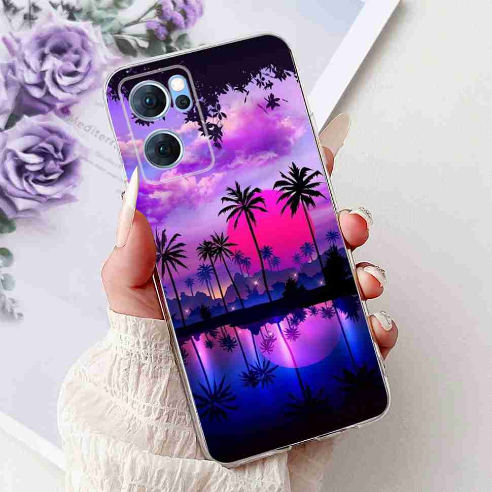 Чехол для Oppo Reno7 5G Милый Кот Цветок Расписная Крышка Мягкие Fundas Чехол для Телефона Для Oppo Find X5 FindX5 Lite Reno 7 5G Задняя Крышка