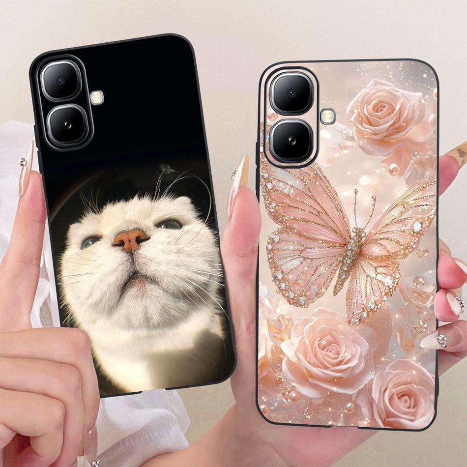 For Infinix Smart 20 X6840 X6840B Cute Flower Butterfly Cat Painted Case For Infinix Smart20 Black Silicone Soft Phone Cases