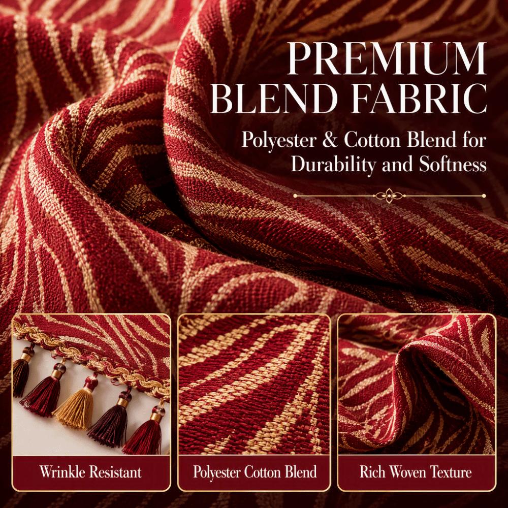 Golden Jacquard Table Cover Polyester Cotton Reversible Table Cover Christmas Tablecloth Holiday