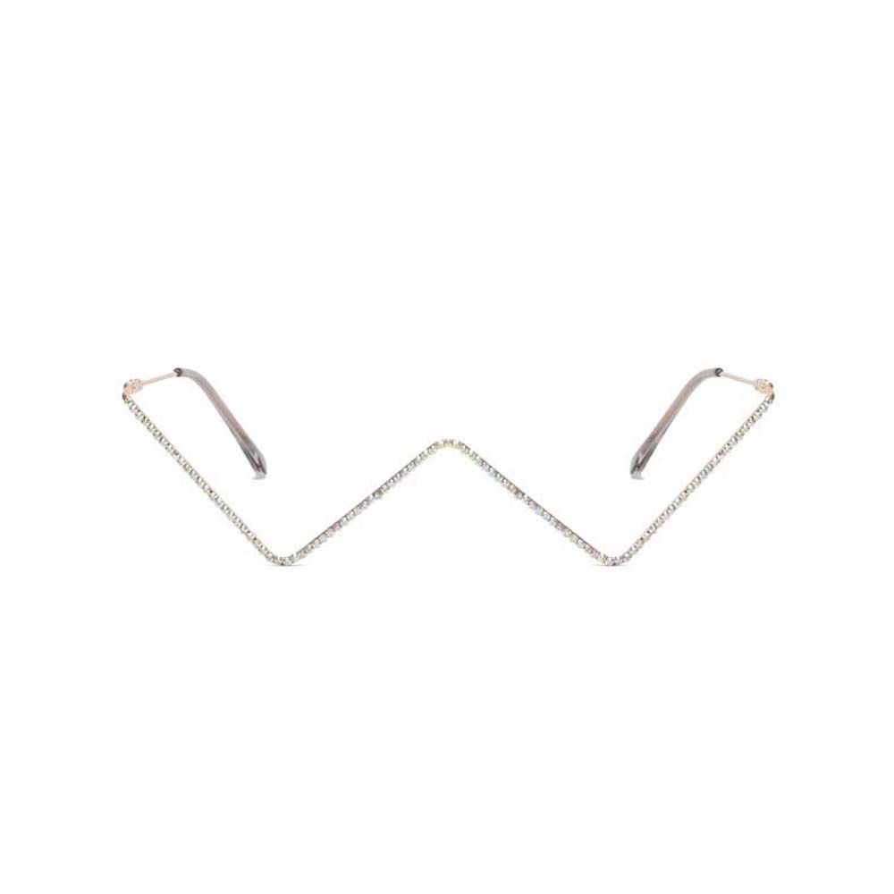 Women Rhinestone Metal Fake Glasses Glasses Frame Rhinestones Glasses Frame Triangle Glasses Frame