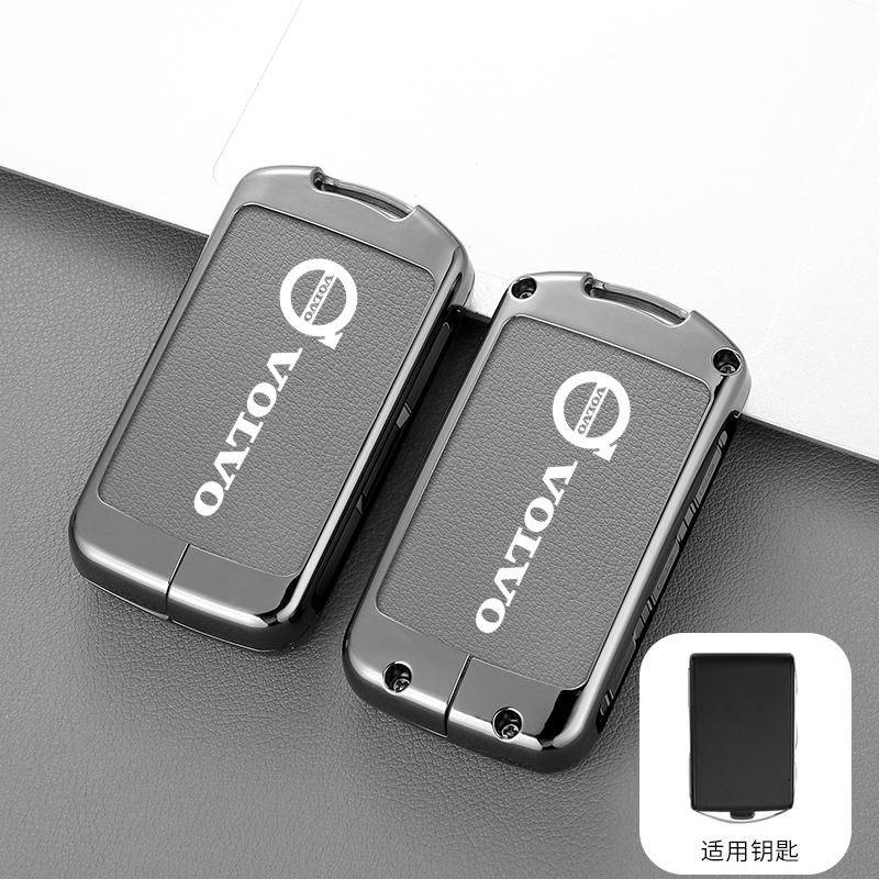 Zine Alloy Leather Car Key Case Cover Shell For Volvo XC40 XC60 S90 XC90 V90 2017 2018 T5 T6 T8 Polestar 1 2 Protector Accessory