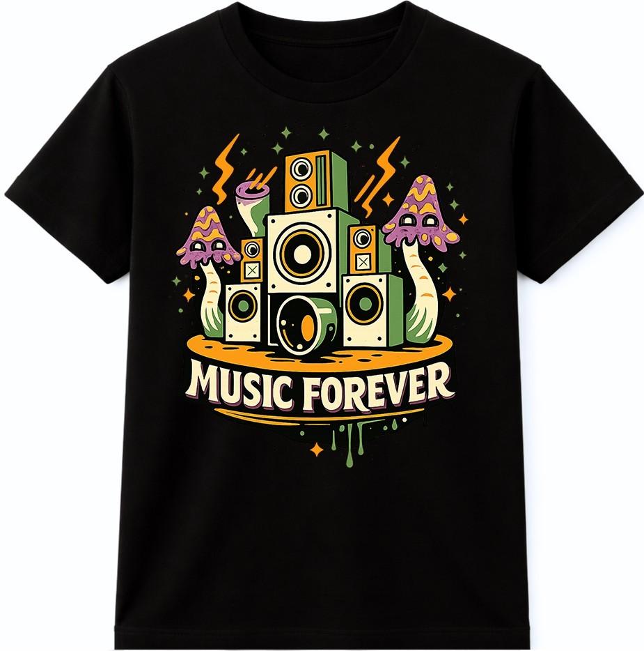 Музыкальная футболка DJ Динамик Навсегда Графическая Рейв Фестиваль Футболка