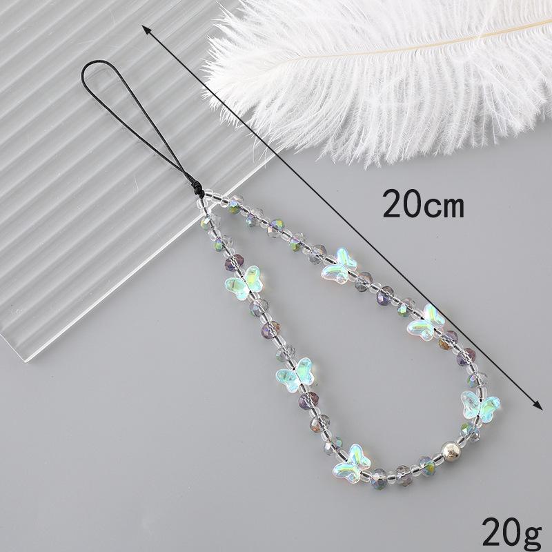 Korean Love Heart Beaded Phone Chain & Keychain Set for Women