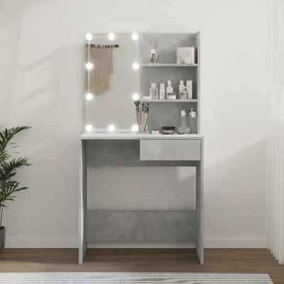 vidaXL Schminktisch Mit LED Betongrau 74,5x40x141 Cm