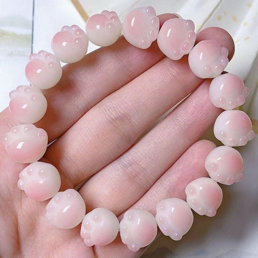 Handmade Resin Fashion Jewelry Cat Paw Beads Hand Rope Hand Strap Ins Style Bracelet Women Bracelet
