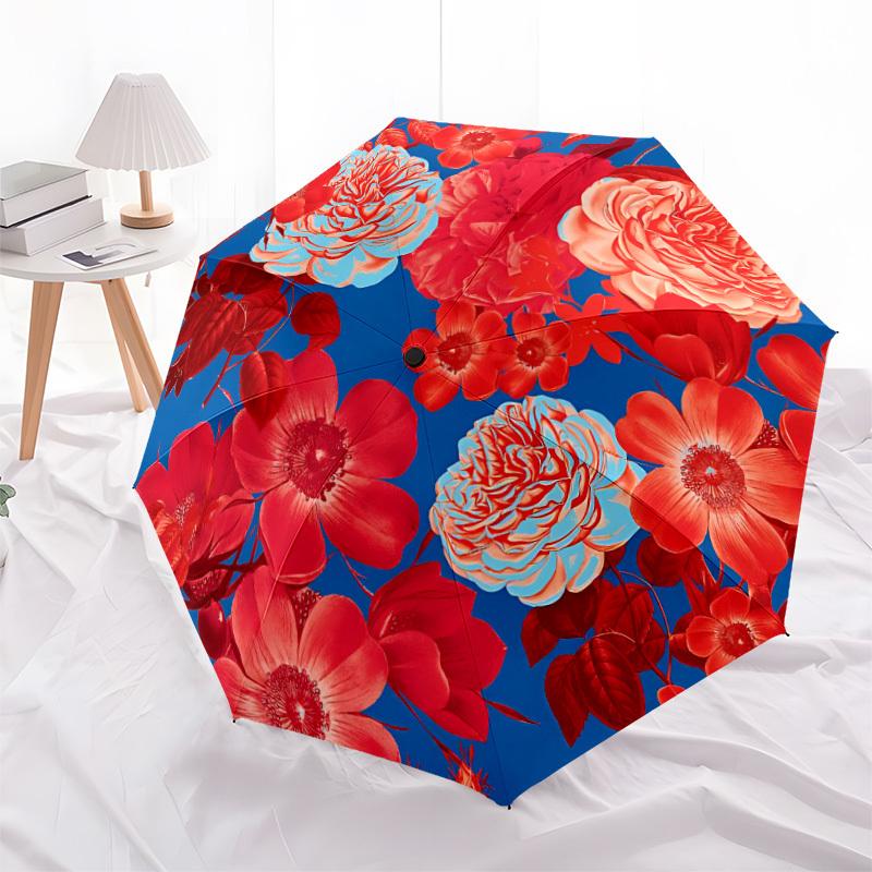 1pc Floral Pattern Automatic Open 8-Rib Windproof Umbrella, Travel & Commuting, Suitable for All Seasons, Lightweight Portable 118