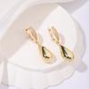 1 Pair Fashion Gold Color Drop Shaped Metal Dangle Earrings For Women Cubic Zirconia Jewelry Wedding Party Accessories