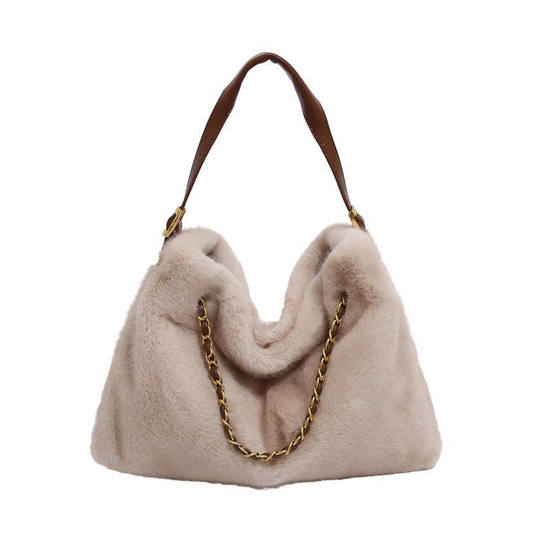 Versatile High-end Plush Fashion Commuter Foreign Style Chain Single Shoulder Crossbody Women's Bag 2025 Autumn Portable Underarm Bag