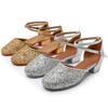Kids Girls Sequins Latin Salsa Tango Dance Shoes  Modern Social Ballroom Dancing Shoes Soft Sole Low-Heel
