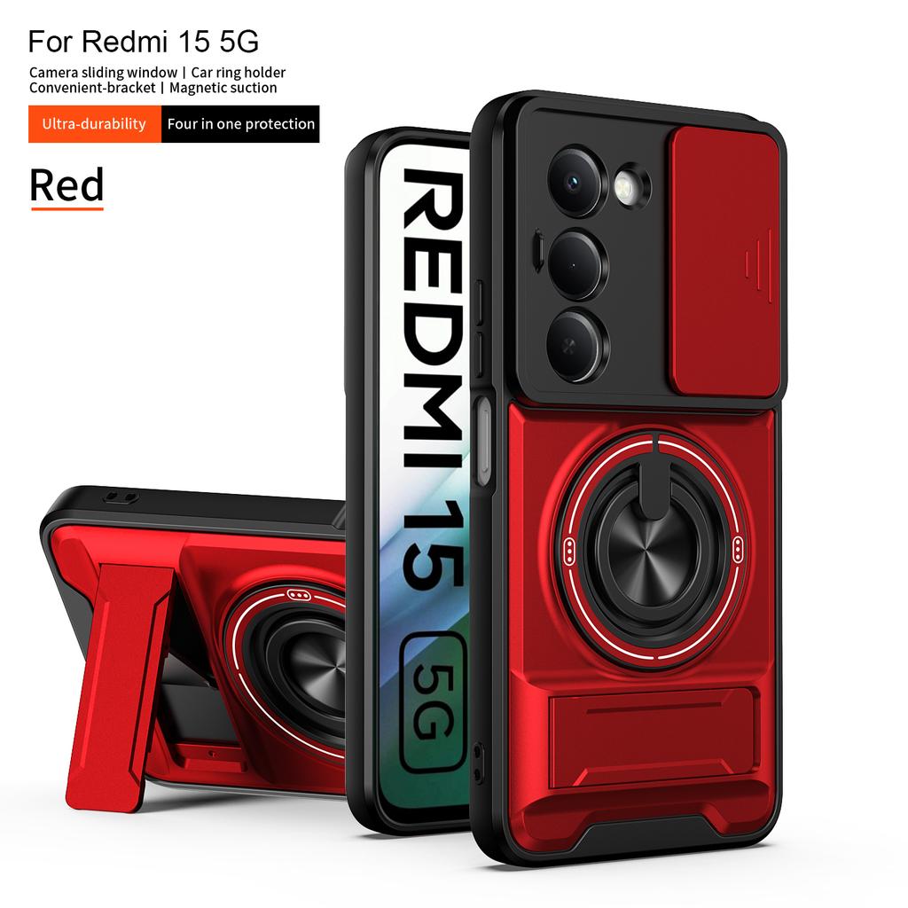 Чехол для Xiaomi Redmi 15 Чехол-книжка Redmi 15 4G 5G Чехол для телефона Магнитный держатель-книжка Magsafe Военная броня Защитная крышка для камеры