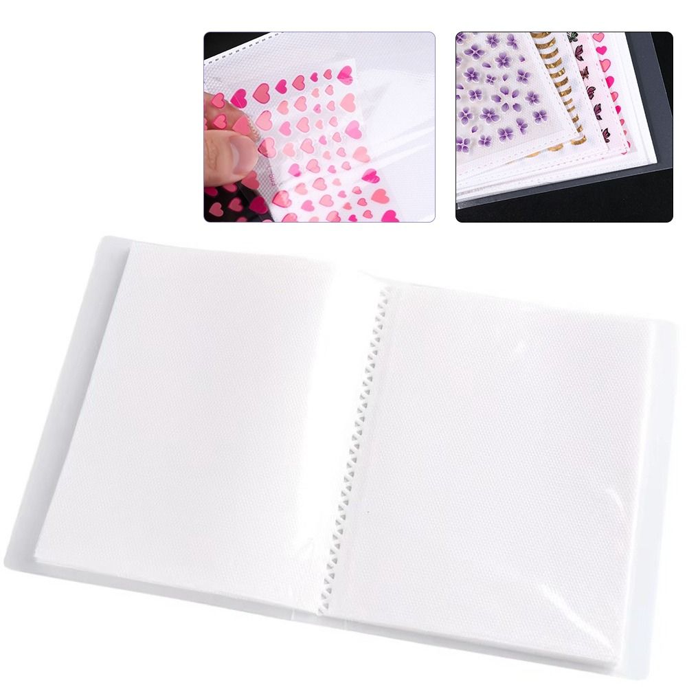 Blank Page Design Transparent Sticker Storage Book Collecting Nail Stickers