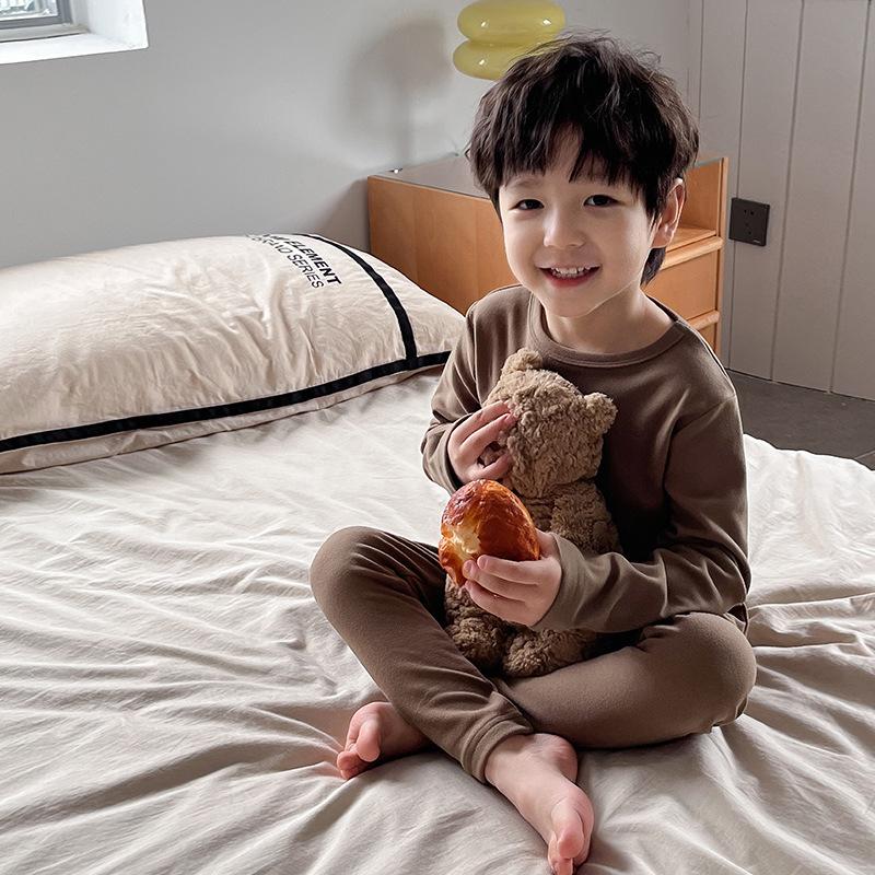 Boys Thermal Underwear Set Soft Warm Long Sleeve Pajamas Baby Home Wear Two Piece Suit For Spring And Autumn