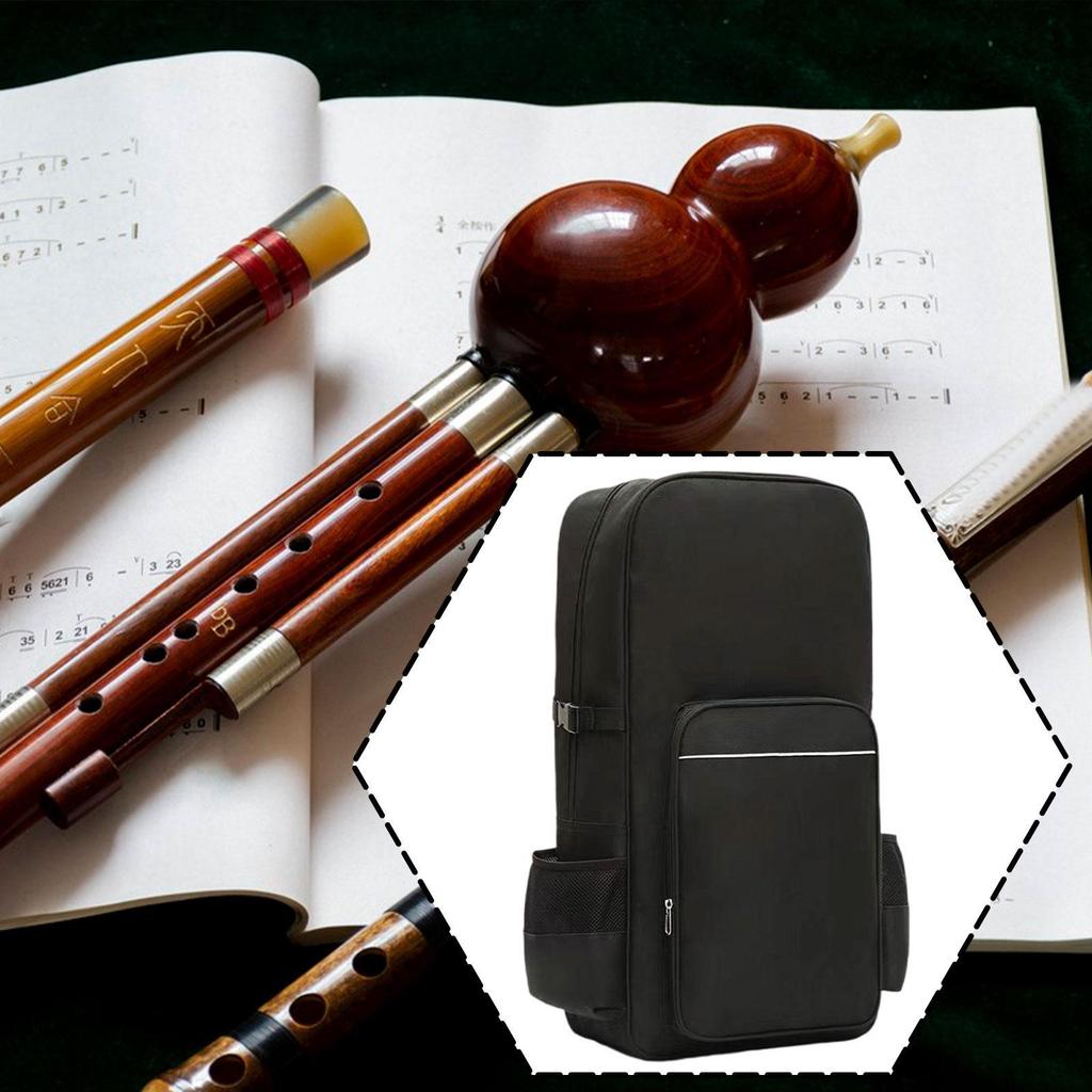 Chinese Hulusi Bag Gourd Flute Carrying Bag Large Capacity Versatile Zipper Closure Hulusi Backpack for Musician Travel