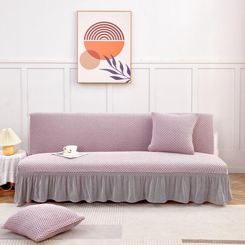 Чехол для дивана-кровати из турецкого утолщенного эластичного материала - противоскользящий, устойчивый к царапинам, всесезонный, небольшой квадрат, однотонный