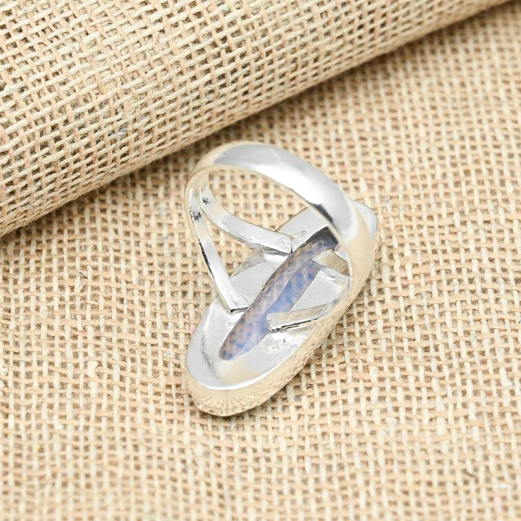 Кольцо овальной формы ювелирных изделий ручной работы из стерлингового серебра 925 пробы с драгоценным камнем Milky Opal для женщин