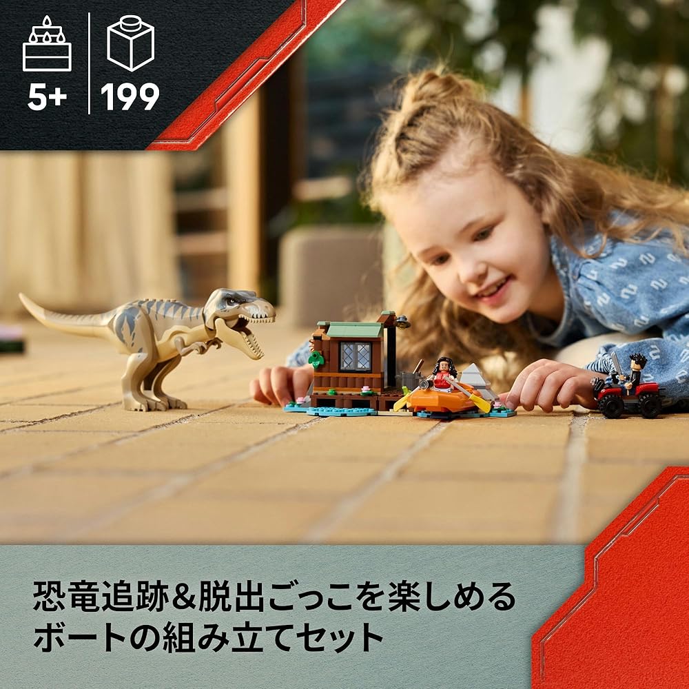 LEGO Jurassic World T-Rex River Escape Building Toy for Kids Ages 5-8, Educational, Dinosaur Theme, 76975