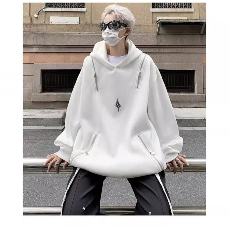 Oversized Hooded Sweatshirt Men Women Streetwear Loose Fit Cotton Pullover With Embroidered Patch
