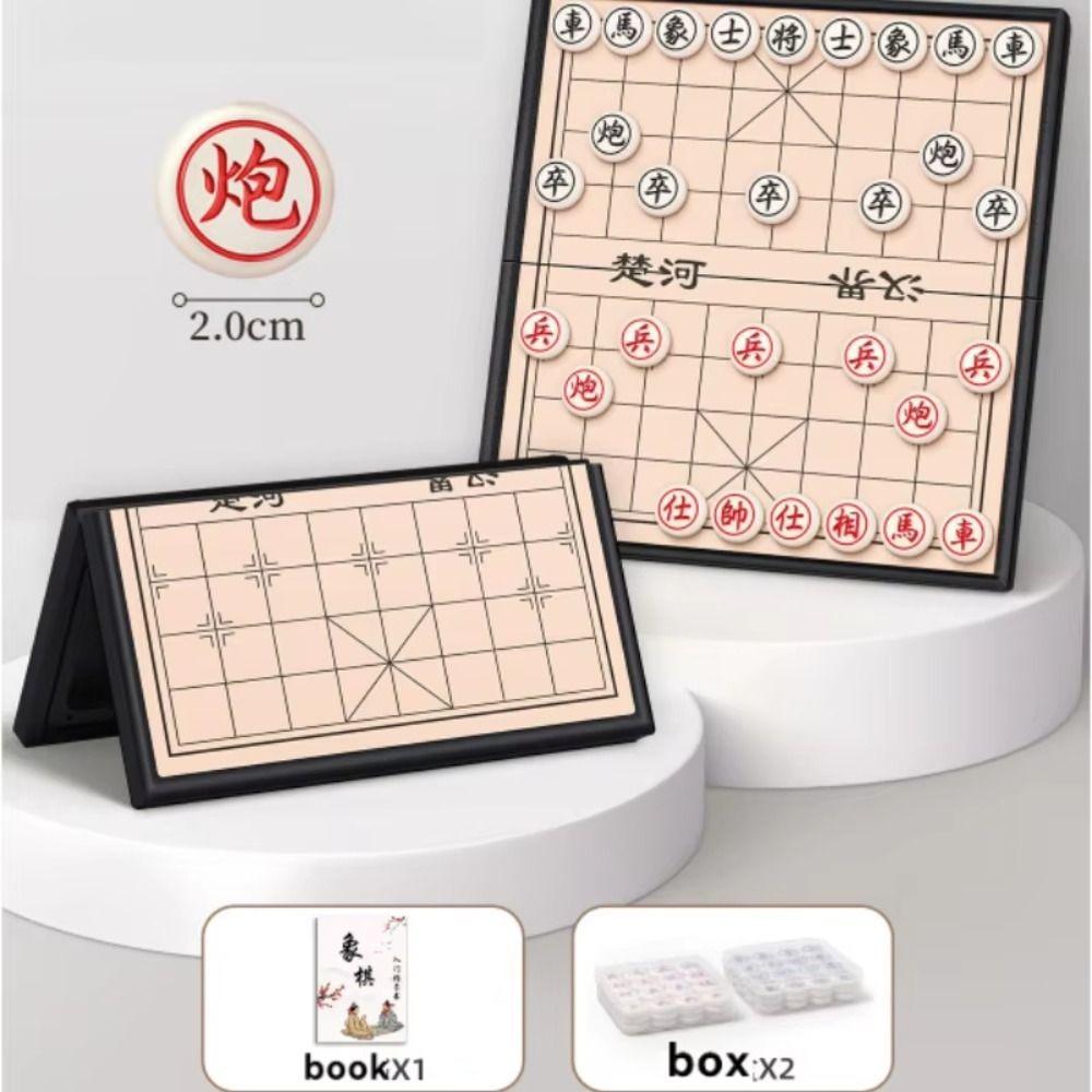 Foldable Xiangqi Strategy Board Game Set Portable Chinese Chess Set Office