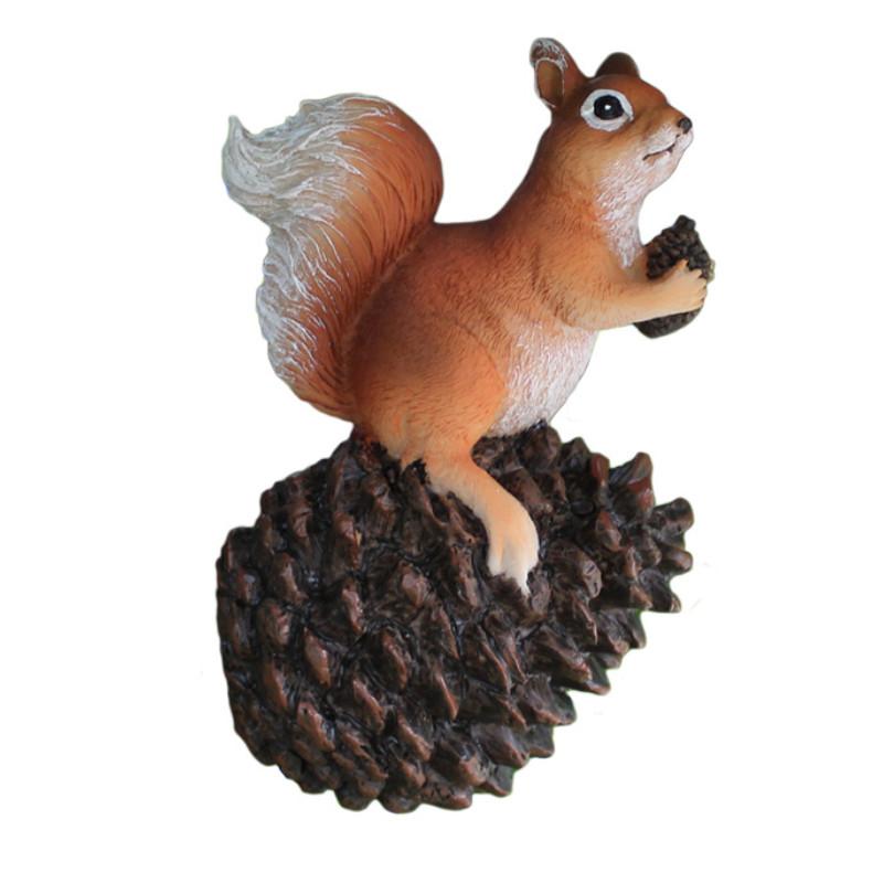 Squirrel Garden With Pinecone Ornament Handmade Resin For Party Decor Holiday