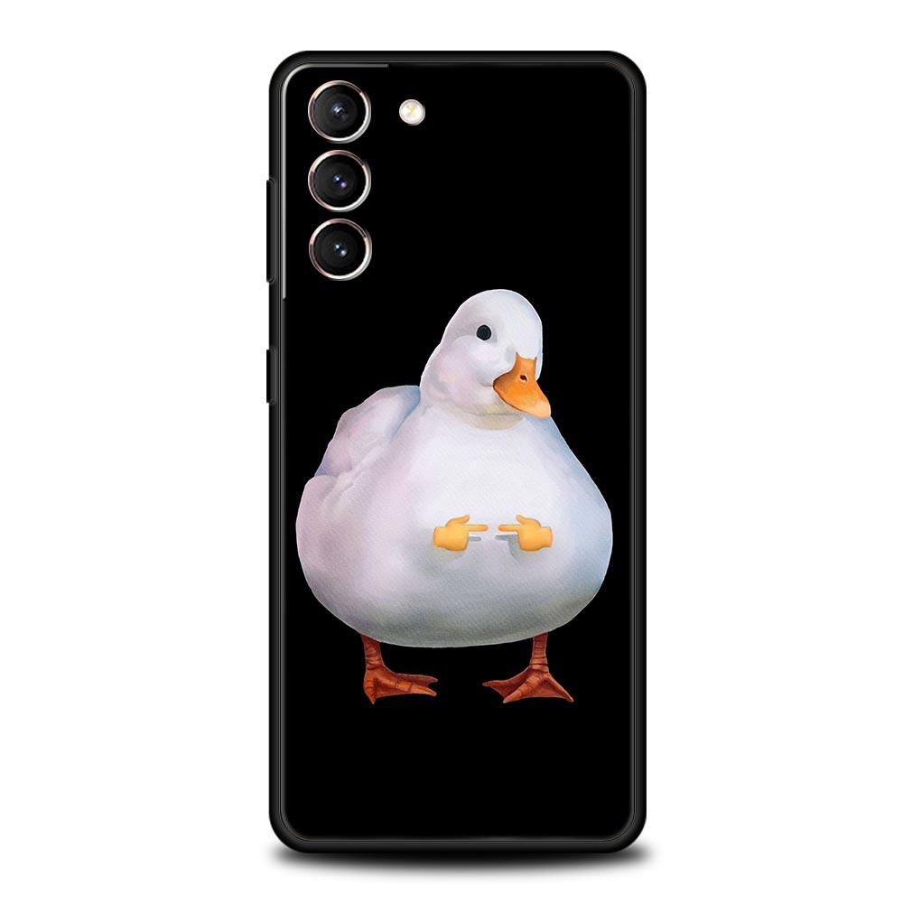 Cartoon Doubt Duck Phone Case For Samsung Galaxy S23 Ultra S22 S21 S20 FE 5G S10 S10E S9 S8 Plus Note 20 Silicone Cover Bumper