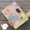 For iPad Pro12.9 Pro 11 2022/21New Cute Cat Sticker Silicone Full Cover Flat Protective Case Air Bag Tri-fold Air4/510.9 Air3 10.5 With Pencil Holder