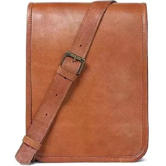 Чистая изысканная сумка из козьей кожи, мужская винтажная новая коричневая сумка через плечо лучшего качества из кожи коричневого цвета