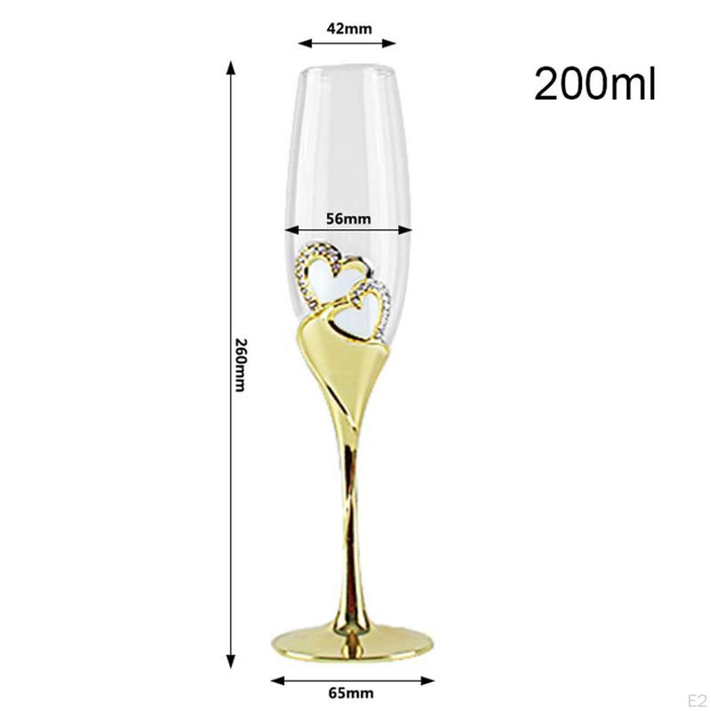 Champagne Flute Glassware Hand Blown Heart Shaped Toasting Cups Goblet Cocktail Glass Elegant for