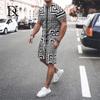 Summer Men's T-Shirt Set Black White Lattice 3D Print Oversized Clothes Trend Men Tracksuit FitnessT-shirt Shorts Outfits Set